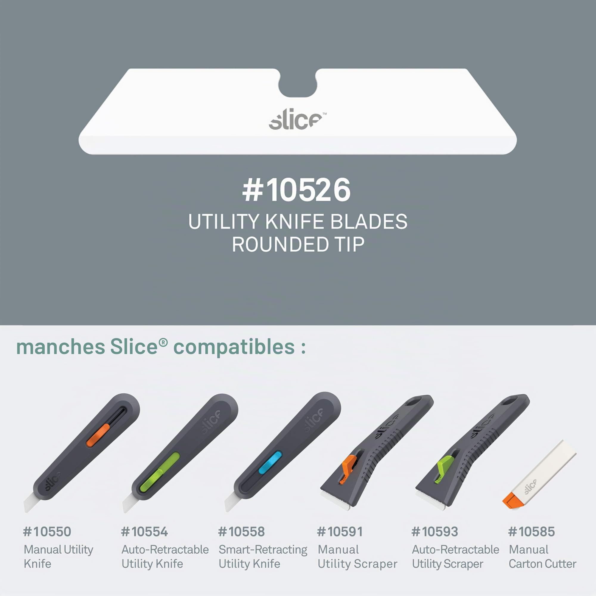 Slice(R) Ceramic Utility Knife Blades 3/Pkg-Rounded Tip