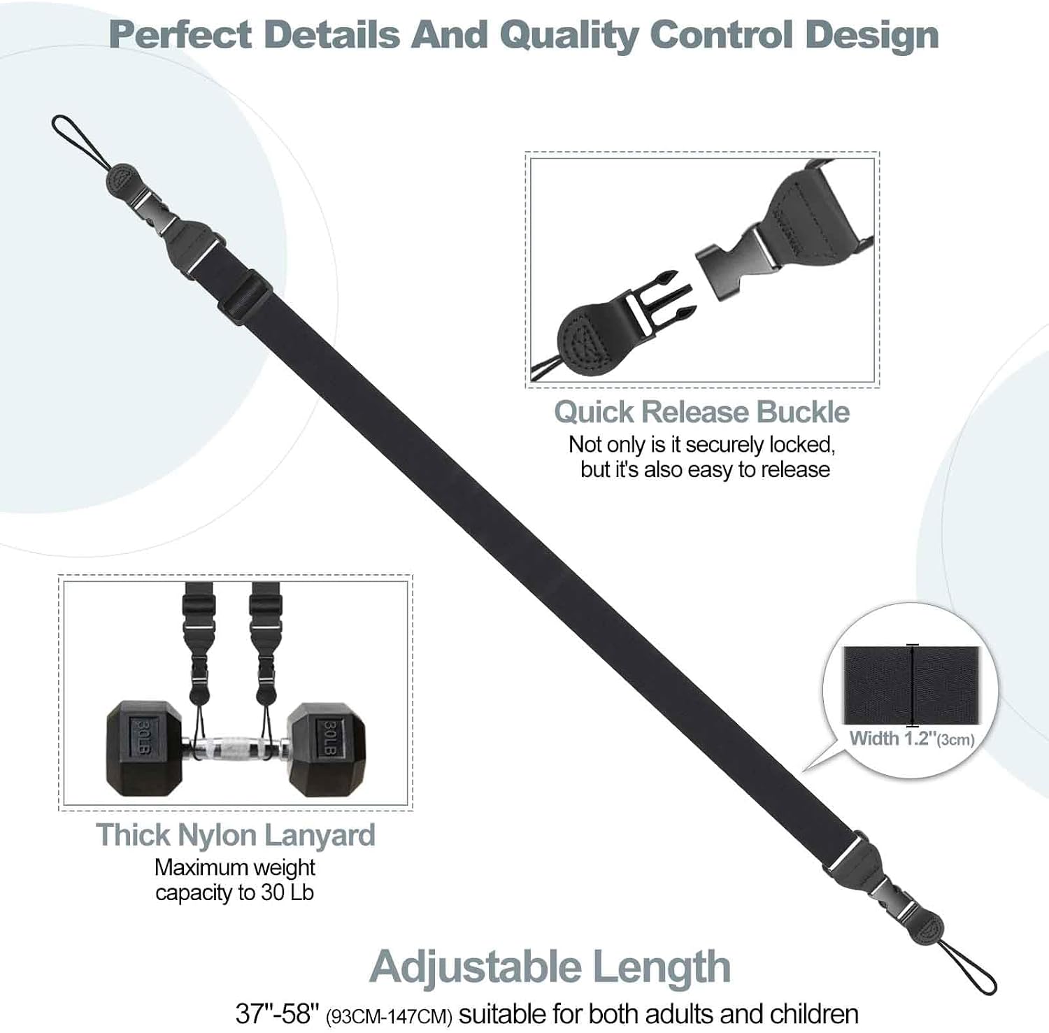 Adjustable Shoulder Strap, Comfortable Camera Strap, Neck Lanyard for iPad Tablet Case, Camera, Binocular, Luggage Bag (Black Shoulder Strap)
