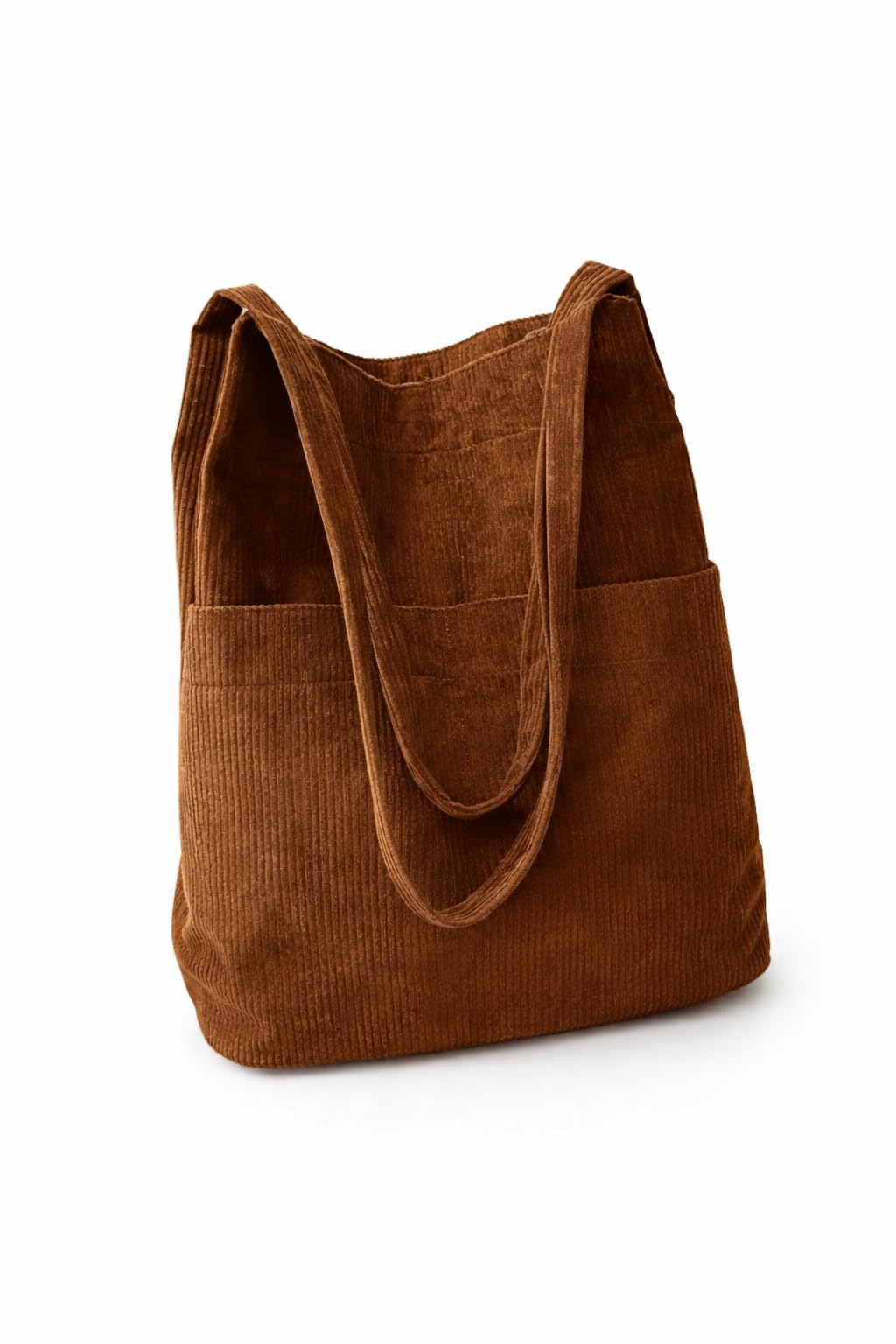 Corduroy Tote Bag for Women | Large Capacity Shoulder Handbag | Stylish Casual Shopping Bag | Soft Fabric Travel Office College Tote Purse for Girls & Ladies (Brown)-image-36