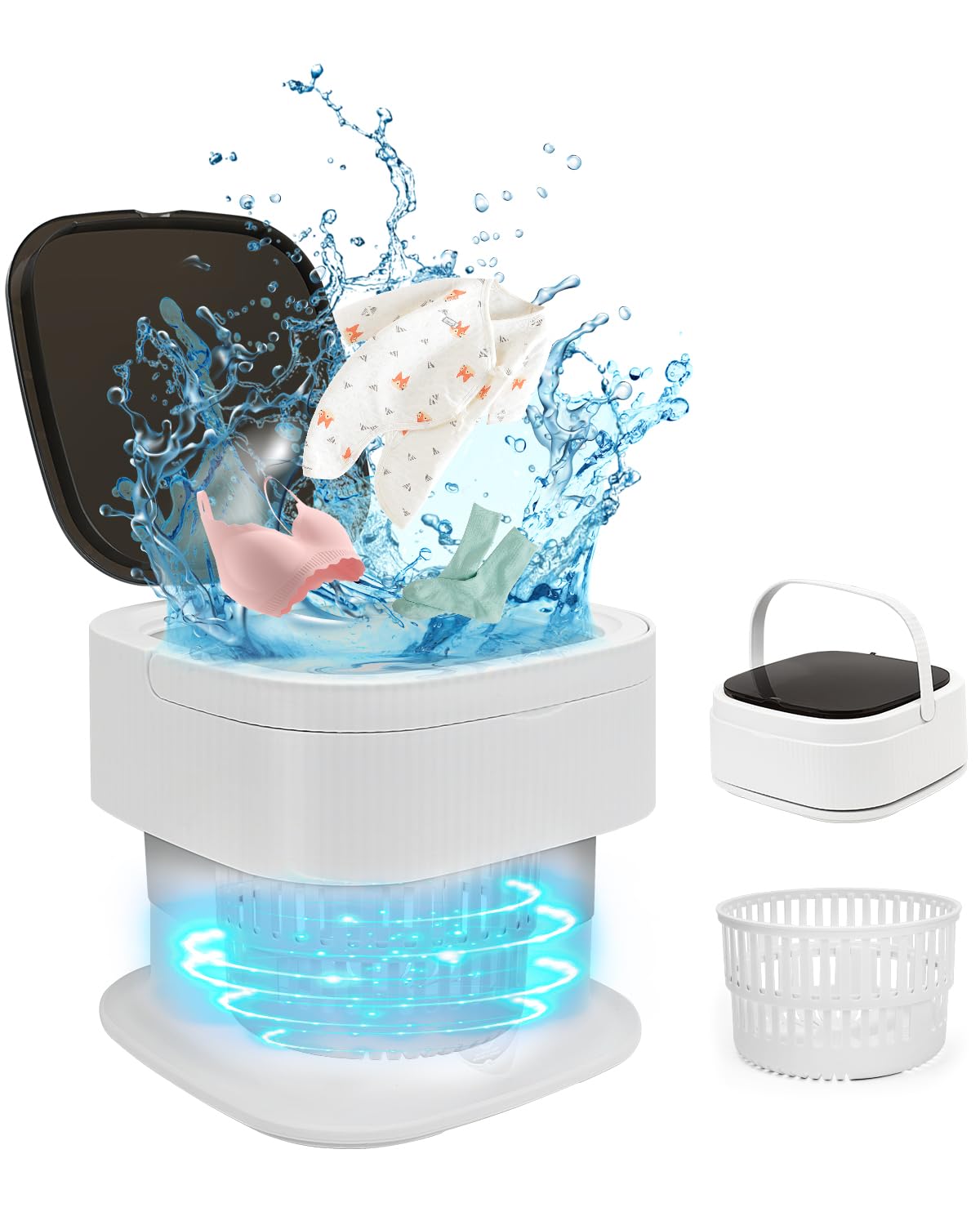 SUPAREE 16L Petite Machine a Laver de Voyage Mini Machine à Laver Pliable Lave L