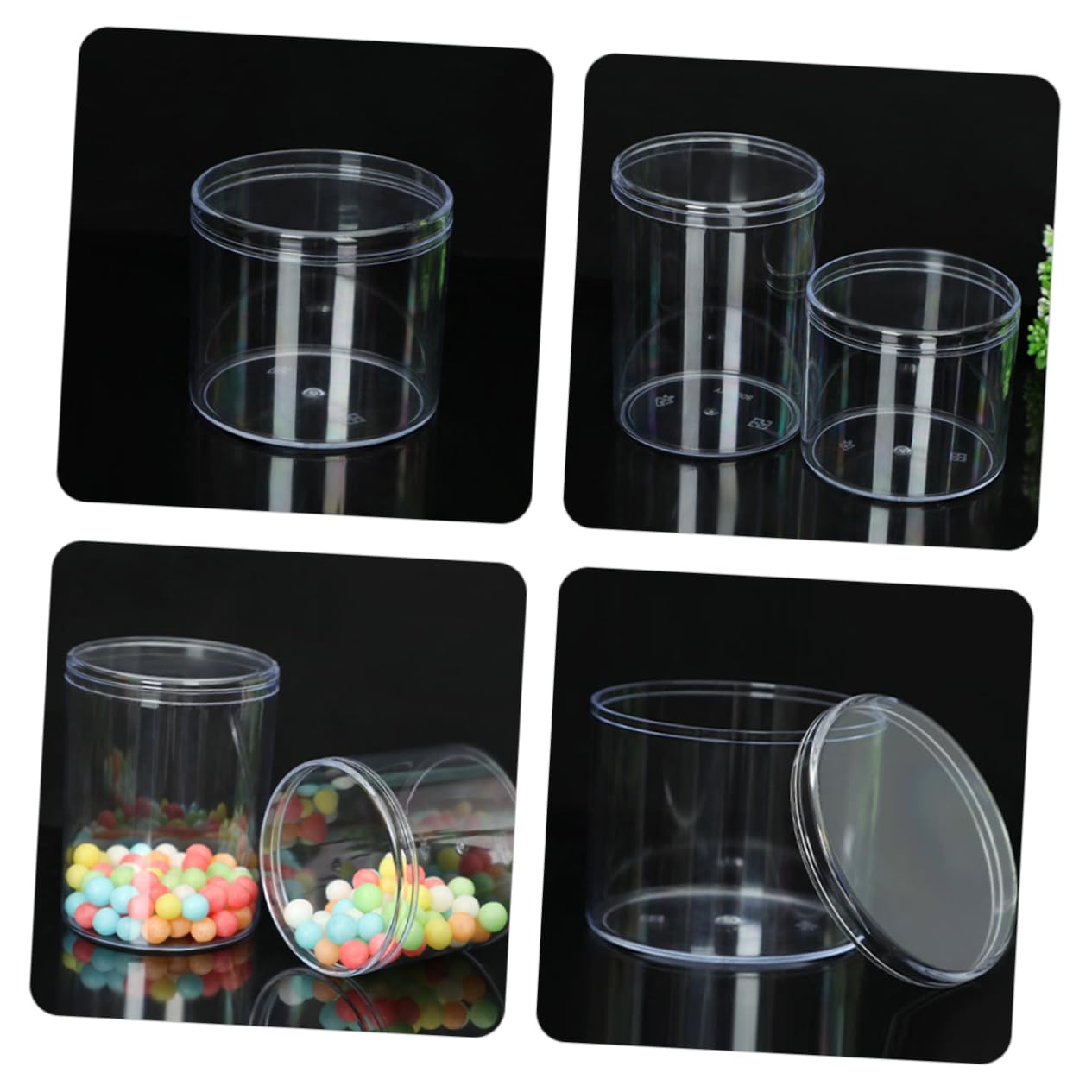15 Tarros de Almacenamiento de Plástico Transparente Redondos con Tapa Hermética para Organización Fácil en Cocina y Despensa, Capacidad 225ml