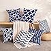 Top Finel 100% Durable Canvas Square Decorative Throw Pillows Cushion Covers Pillowcases for Sofa 1 Set of 6,18×18 Inch-Navy