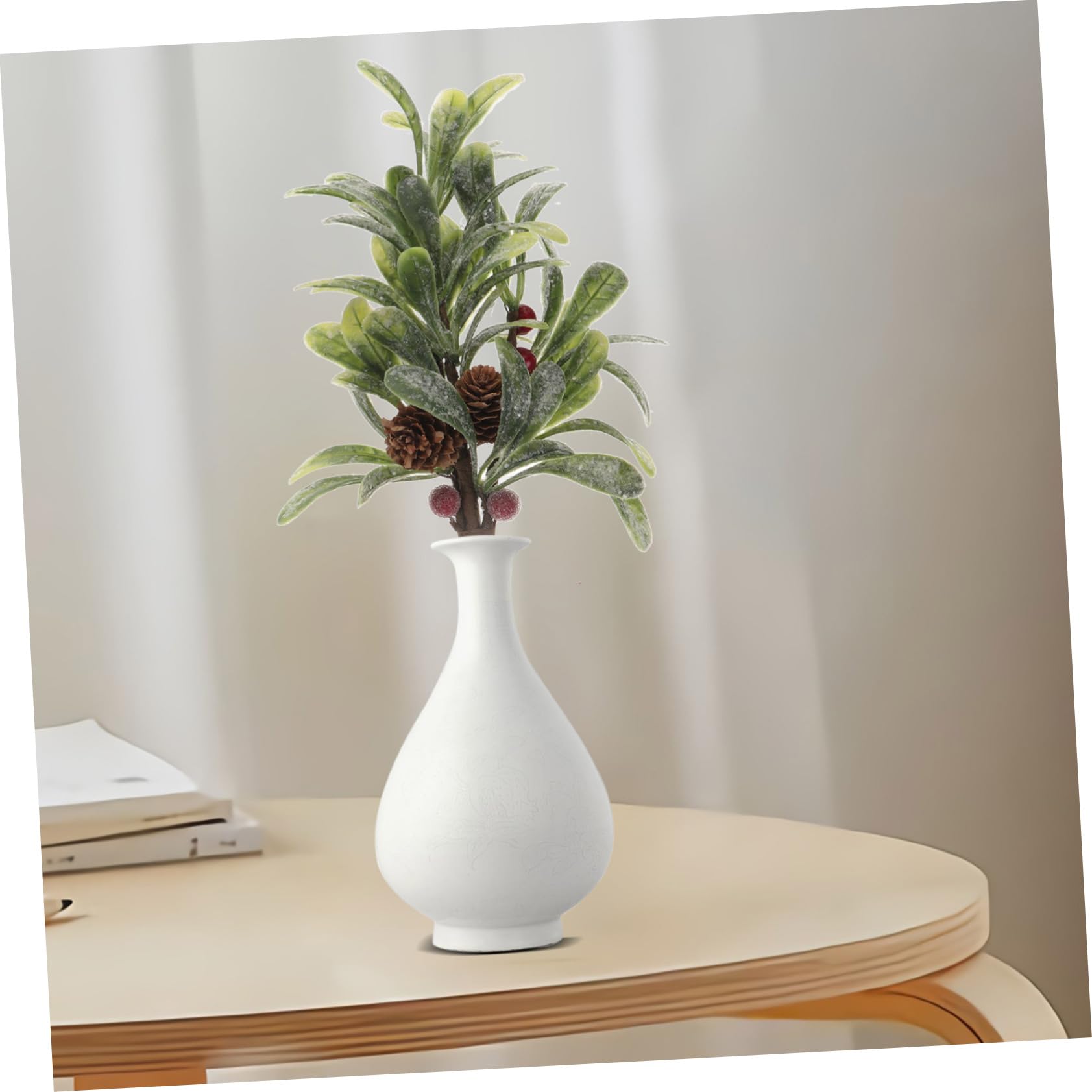 ABOOFAN 5st Künstlicher Mistelzweig Weihnachtsmistelzweig Gefälschter Mistelzweig Türbehang Mistel Weihnachtsblumenzweig Weihnachts-Mistelzweig-anhänger- Simulationsauswahl Plastik