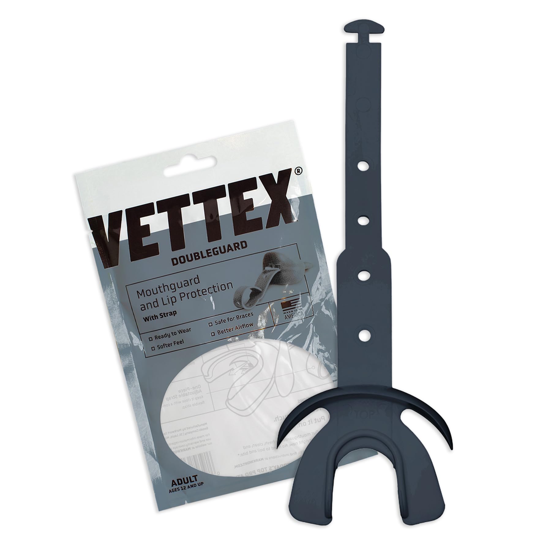 Vettex Protège-dents double avec protection des lèvres Graphite