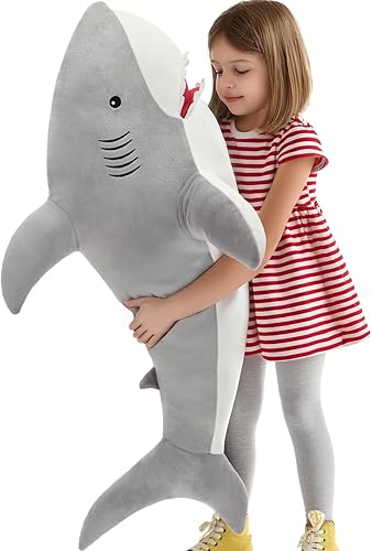 Miniatura 10 de MorisMos Animal de peluche de caimán gigante de 46 pulgadas, almohada de peluche de caimán grande suave, grandes regalos de caimán relleno