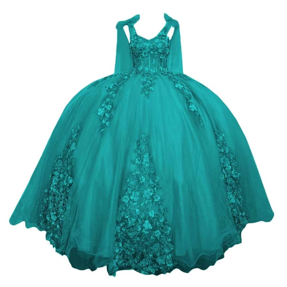 XYAYE Women's Off Shoulder Quinceanera Dresses Ball Gown with Train Puffy Sweet 15 16 Dresses 3D Flowers Prom Dresses XY078