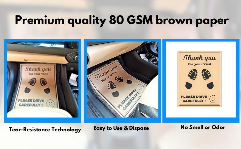 Super Shine Car Disposable Paper Floor Mat, Brown Paper Mats – 80 GSM (Pack of 50) - Image 5 thumbnail