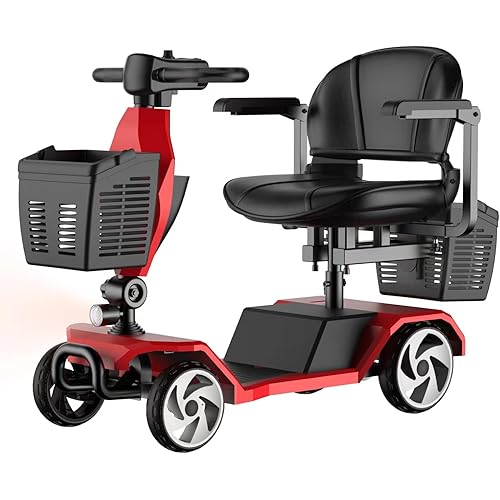 20A 32 Miles Electric Mobility Scooter for Adults Wheelchair Device for Travel, Elderly. 350 lbs Max Weight, 350W Heavy Duty Mobility Scooters for Seniors wiht Two Baskets(Y3-RED)