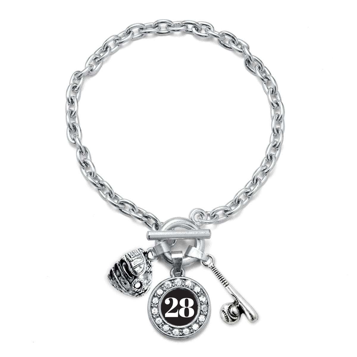Inspired Silver - Silver Circle Charm Toggle Bracelet with Cubic Zirconia Jewelry