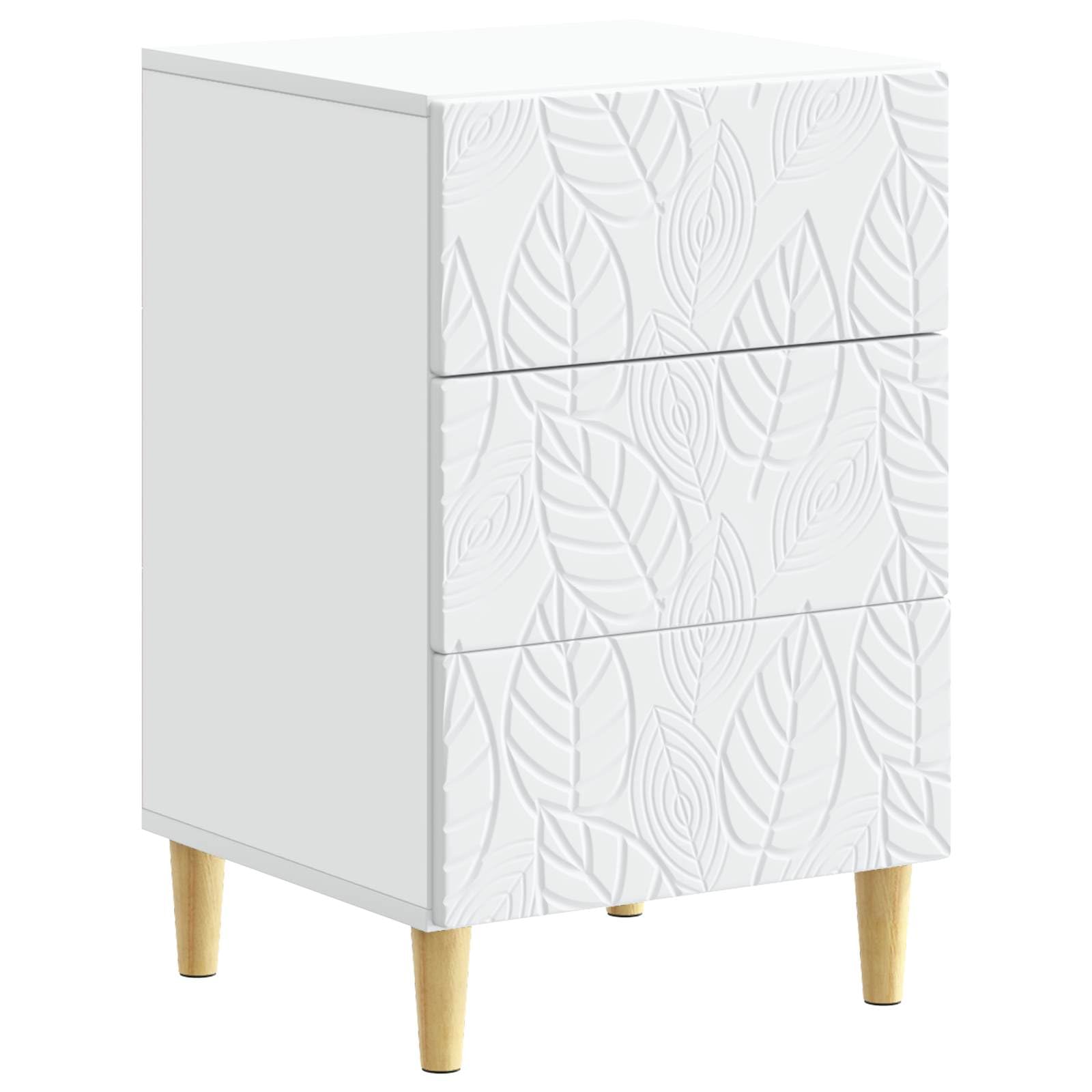 Mesita de noche blanca con 3 cajones 43 x 39,5 x 66,5 cm