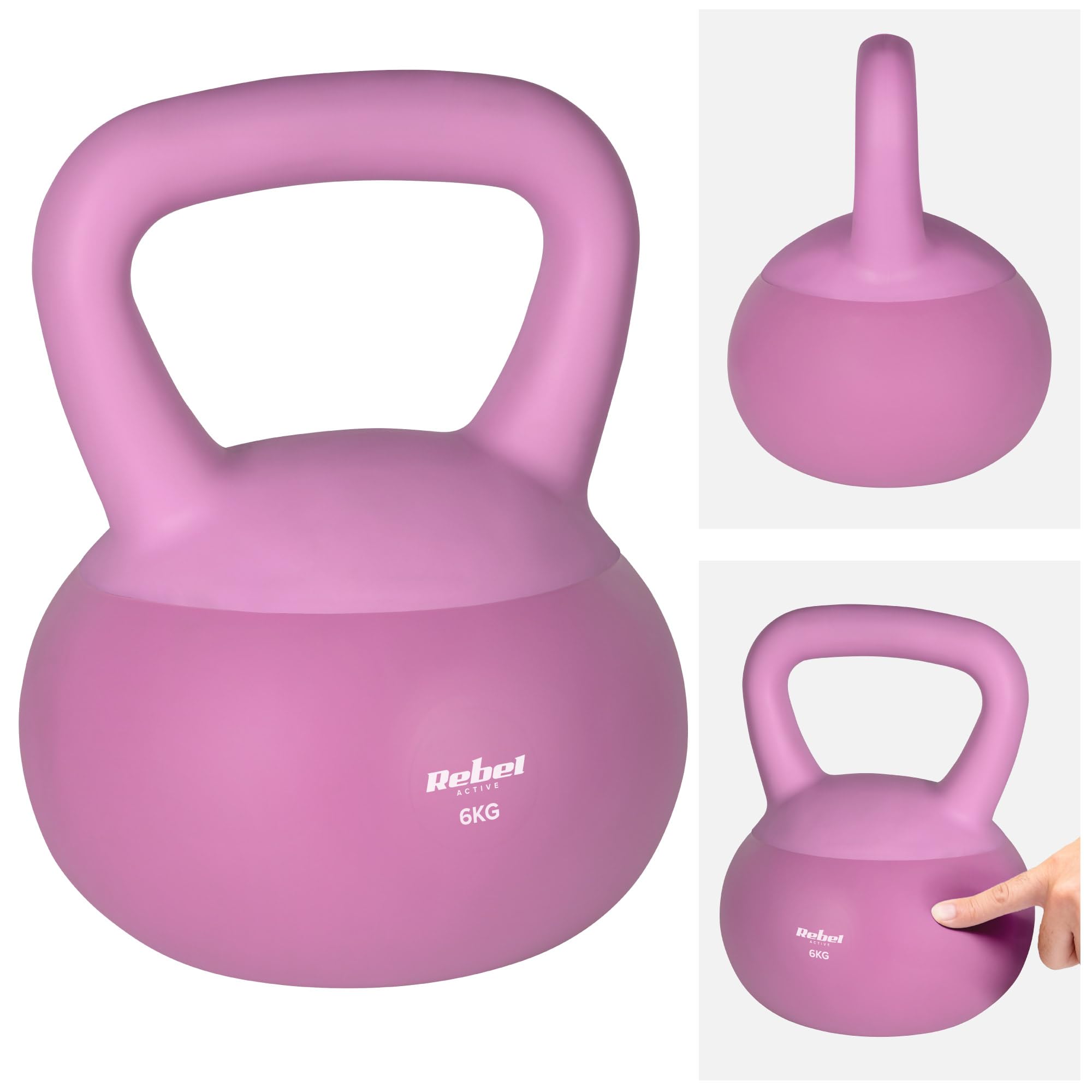 Rebel Soft Kettlebell 6kg Miękkie PCV Bezpieczne Ciche Hantel do Fitness