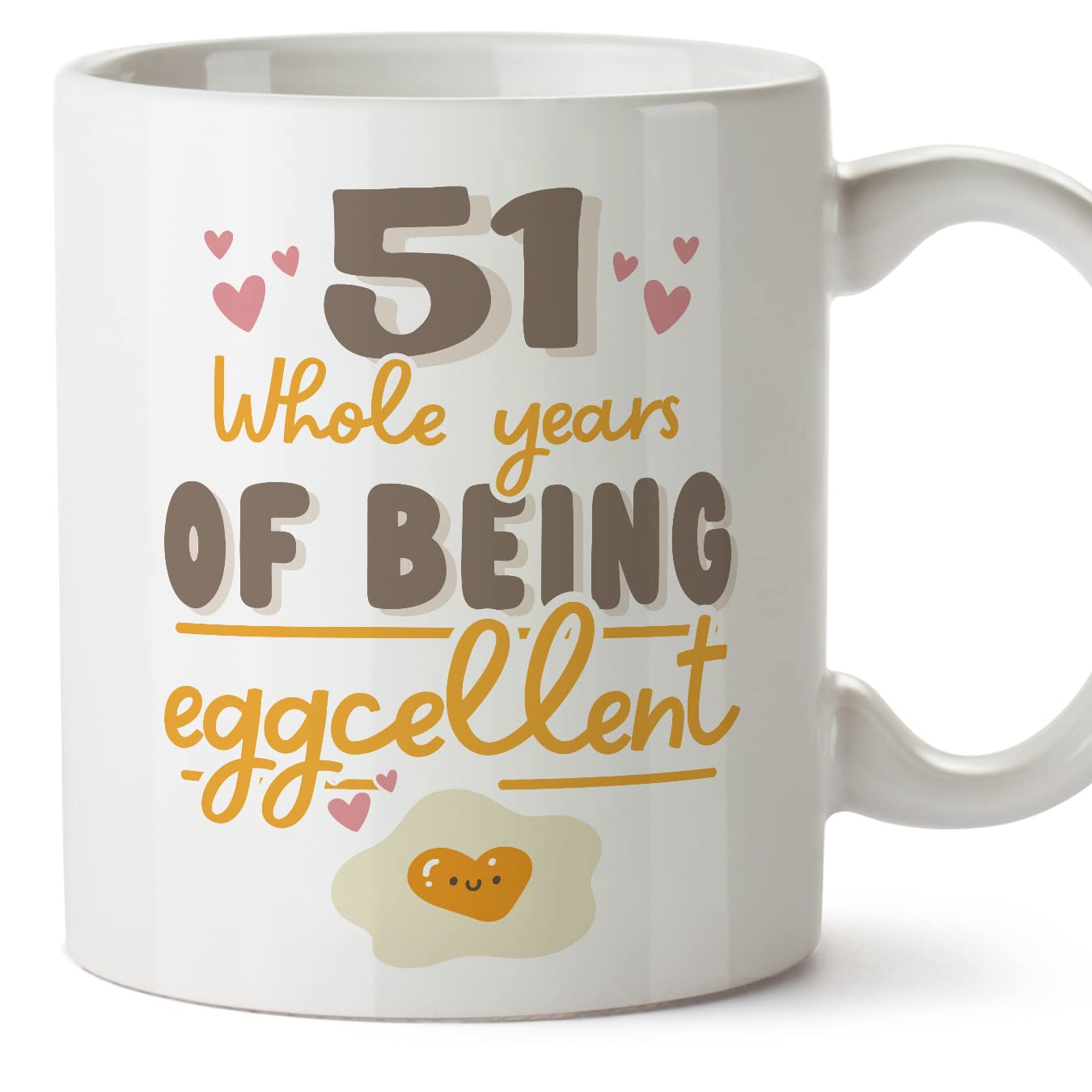 MUGFFINS 51 Birthday Mug - in English - Happy Birthday You are Eggcelent - Funny Anniversary Present - 11 oz