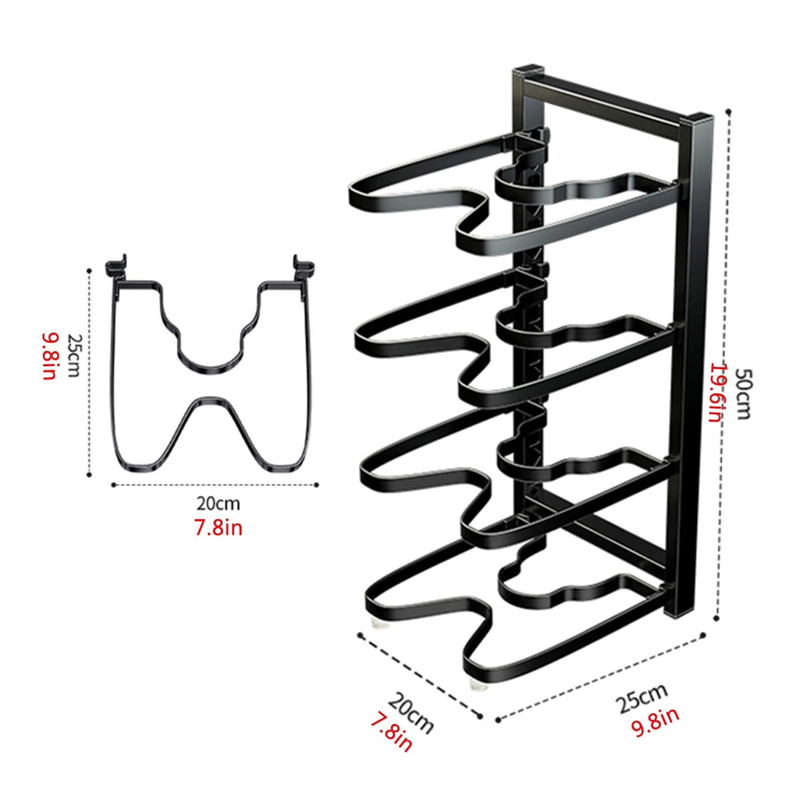 Regulowane żelazne garnki i patelnie organizer uchwyty na pokrywki garnków kuchennych do organizacji i przechowywania pod szafką Łatwa konfiguracja Wszechstronny design z 2 metodami instalacji DIY
