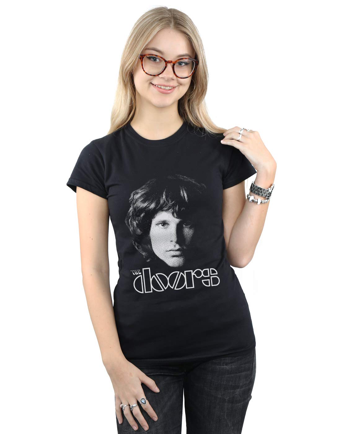 Absolute Cult Women's Black The Doors Jim Morrison Shadow T-Shirt Medium