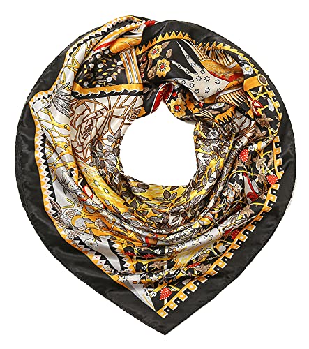 MAIRY Damen Satin Schal Seide Schlauchschal in Edler Optik mit Dezent Muster Design Warme Weiche Elegante Schals M0421 Cover