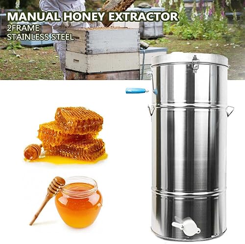 Miniatura 3 de Extractor eléctrico de miel, extractor de miel de acero inoxidable de 2 marcos, extractor manual de miel, tambor de miel, equipo de centrífuga