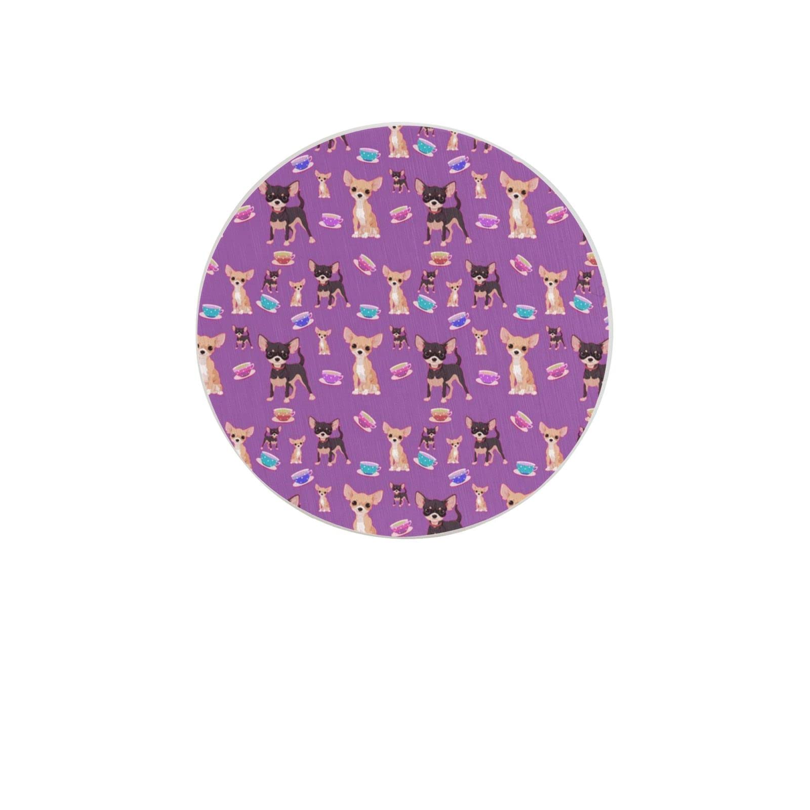 Cute Teacup Chihuahuas Six Piece Coaster Heat-Resistant Reusable Saucers for Drinks Wine Glasses Plants Cups Mugs