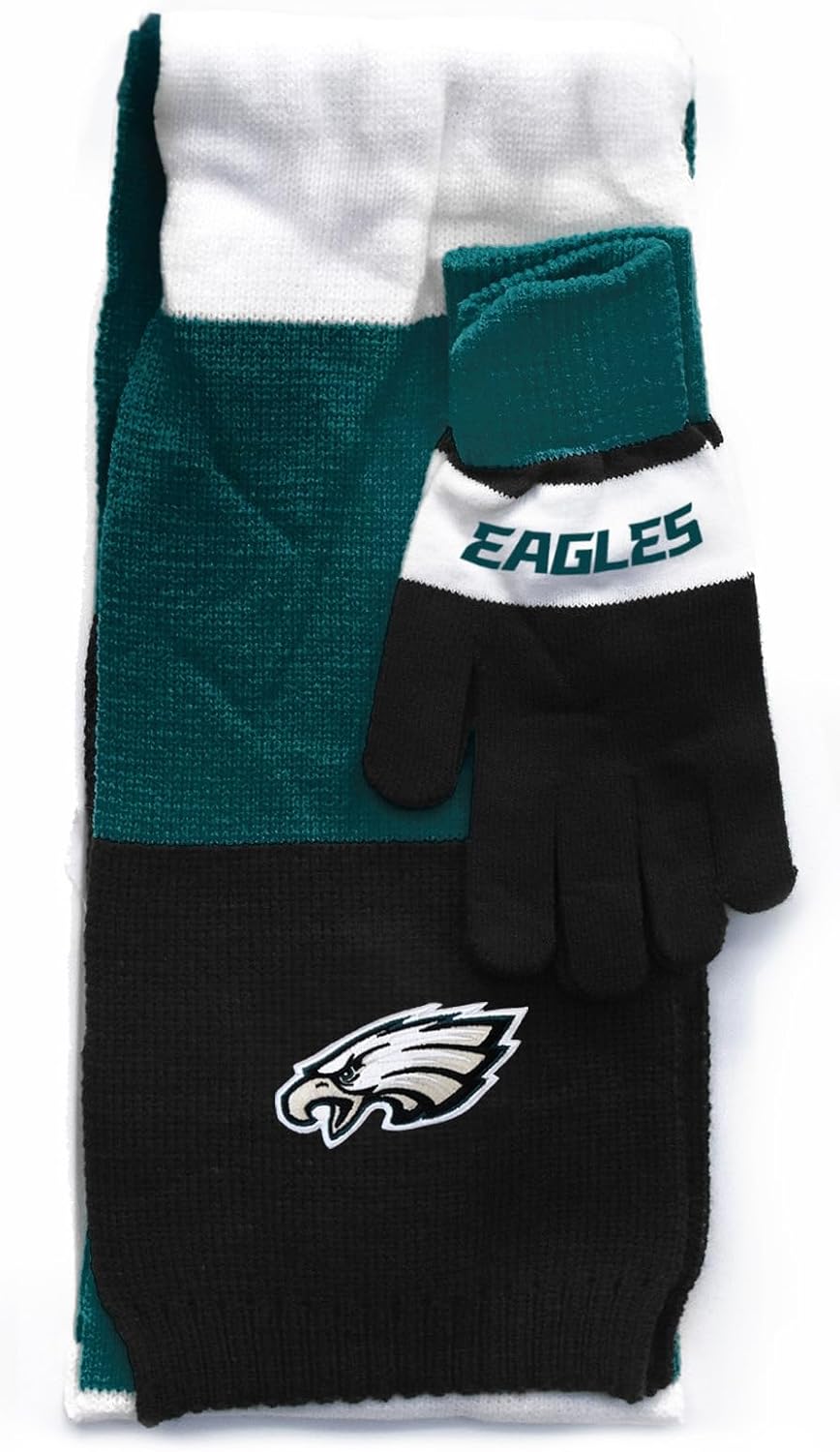 Littlearth Philadelphia Eagles NFL Tri-Color Scarf and Glove Gift Set