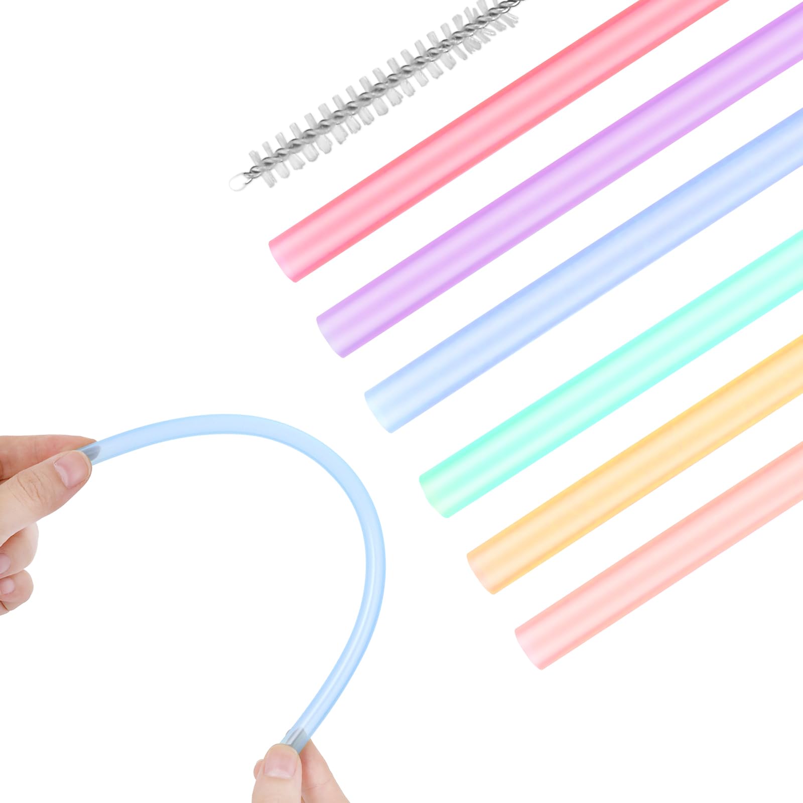 6 Stück Strohhalme Weich Silikon Strohhalme für Reisebecher Lange Trinkhalme Mit Bürste Wiederverwendbare Mehrfarbig 23.5 cm Lang 8 mm Breit Ersatz Nachhaltiger Strohhalm für Cocktails Milch Saft Tee Küche, Haushalt & Wohnen