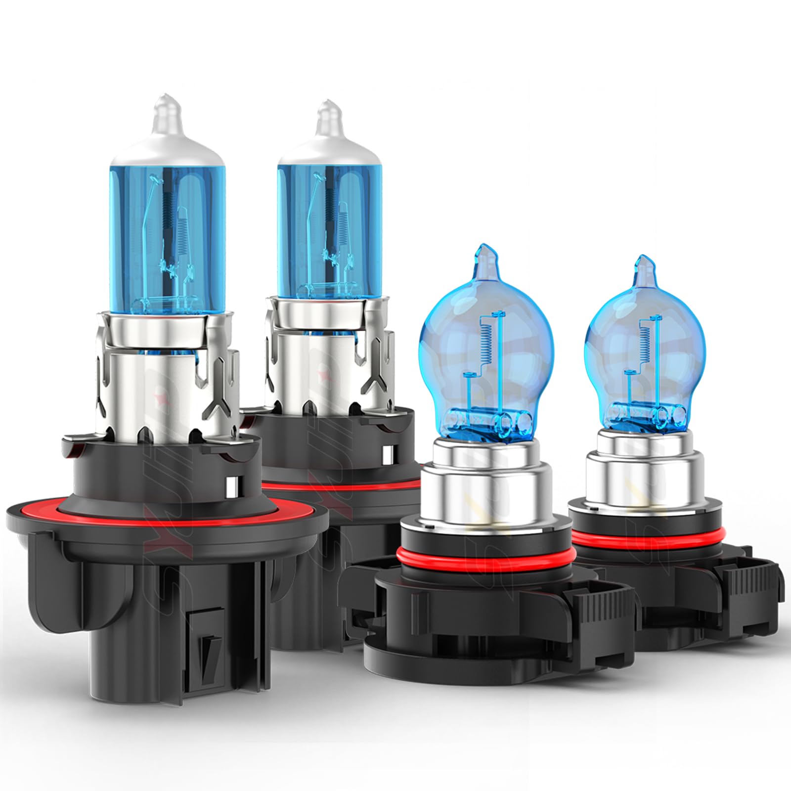 Upgraded Halogen Headlight Bulbs for Jeep Wrangler JK JL 2010 2011 2012 2013 2014 2015 2016 2017 2018 2019 2020 2021 2022, High Low Beams and Fog Lights Combo , 6000k White, 300% Brightness, 4 PCS