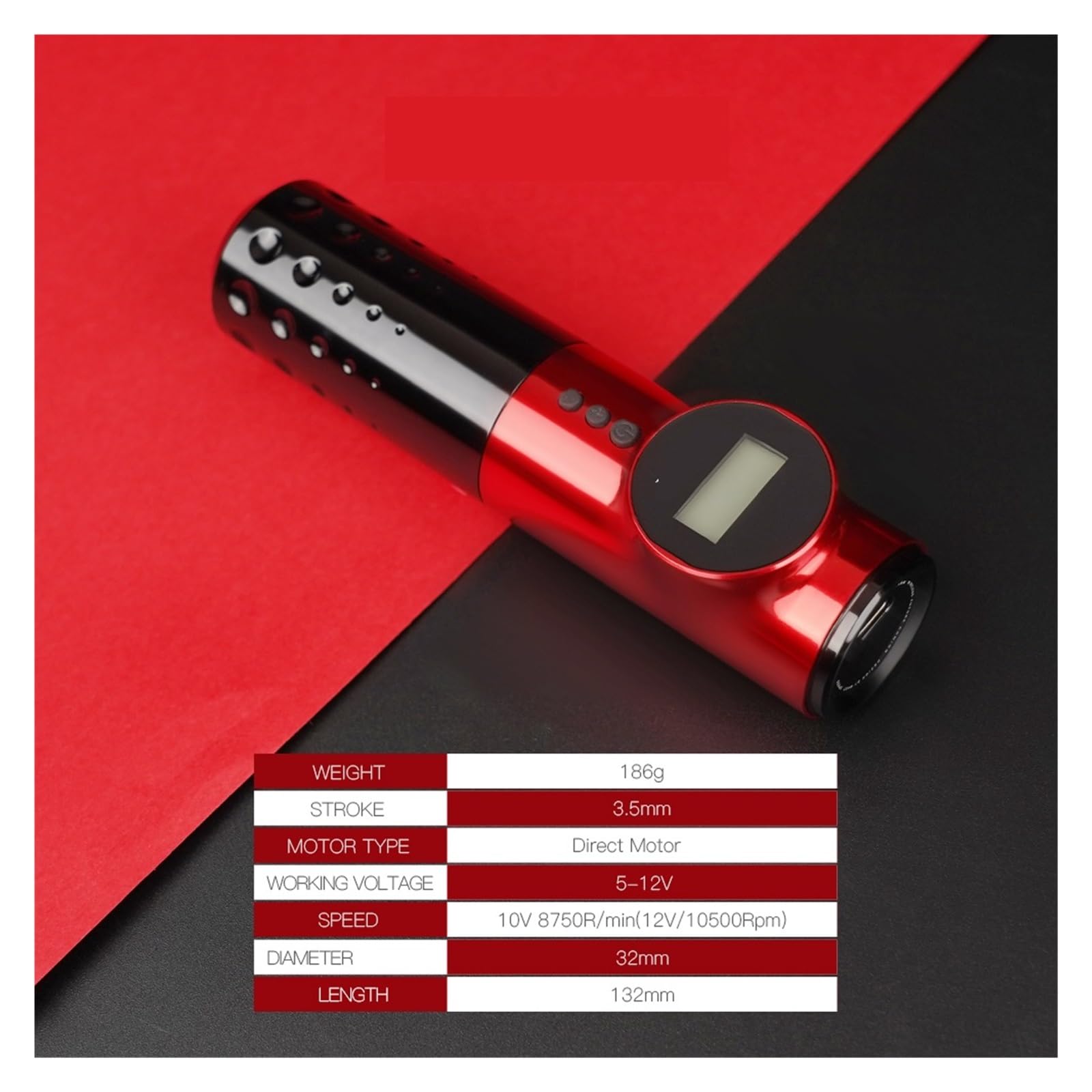 Macchina For Trucco Permanente Con Display A LED For Penna Rotativa For A Batteria Senza Fili For Tatuatore Operazioni Tatuaggio Semplici Fluide(Mast Lancer-Black)