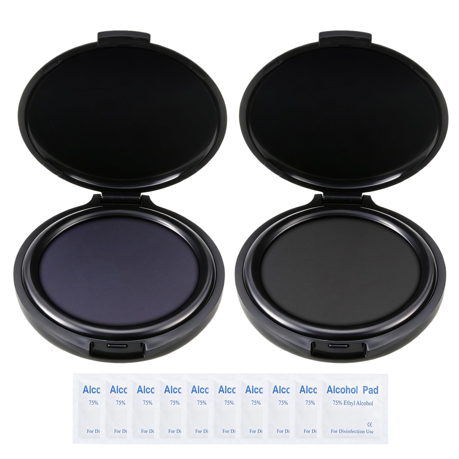 Fingerprint Ink Pad Kit Black and Blue with 10 Cleaning Wipes