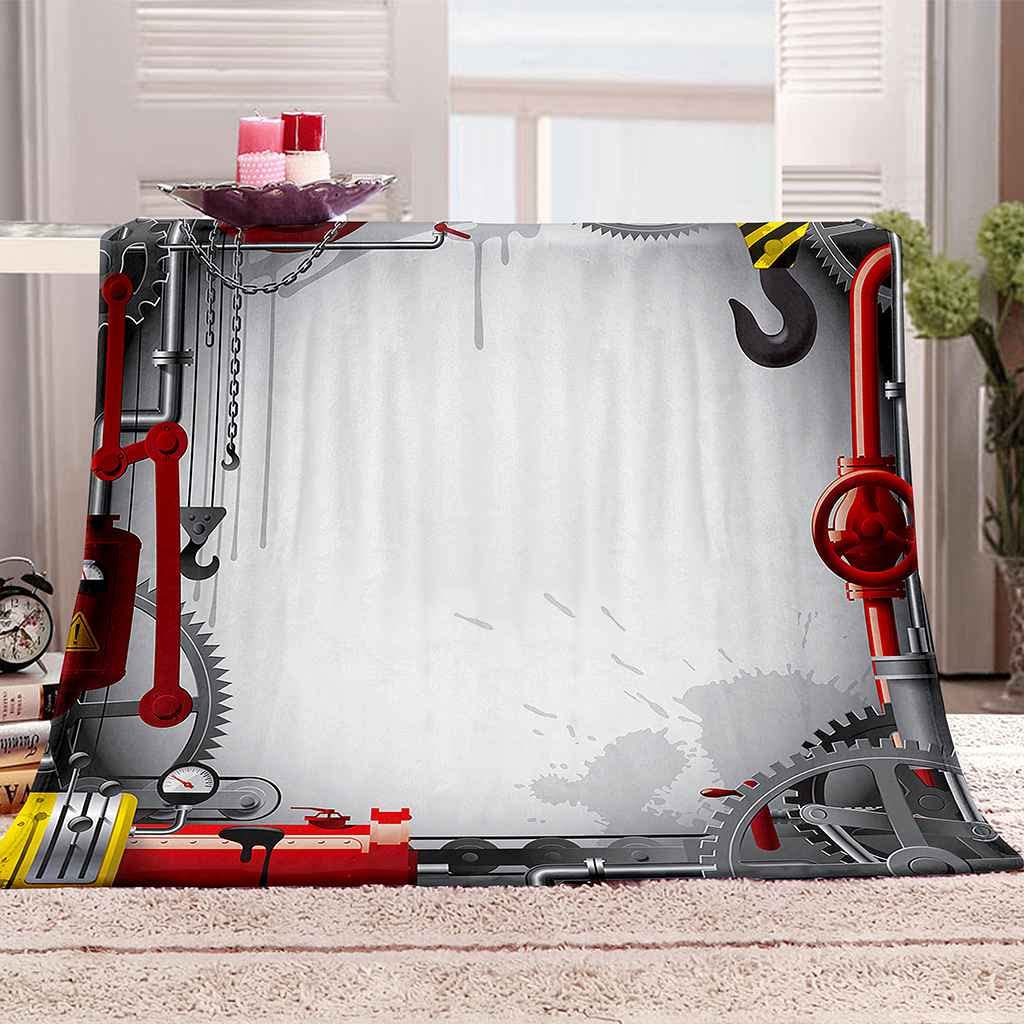 Couverture polaire flanelle microfibre chaude et douce engrenage rouge