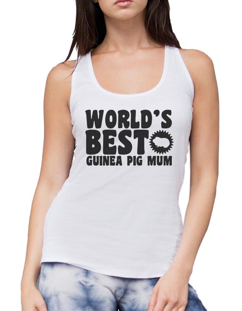 Hotscamp Women's White World's Best Guinea Pig Mum Vest - Small