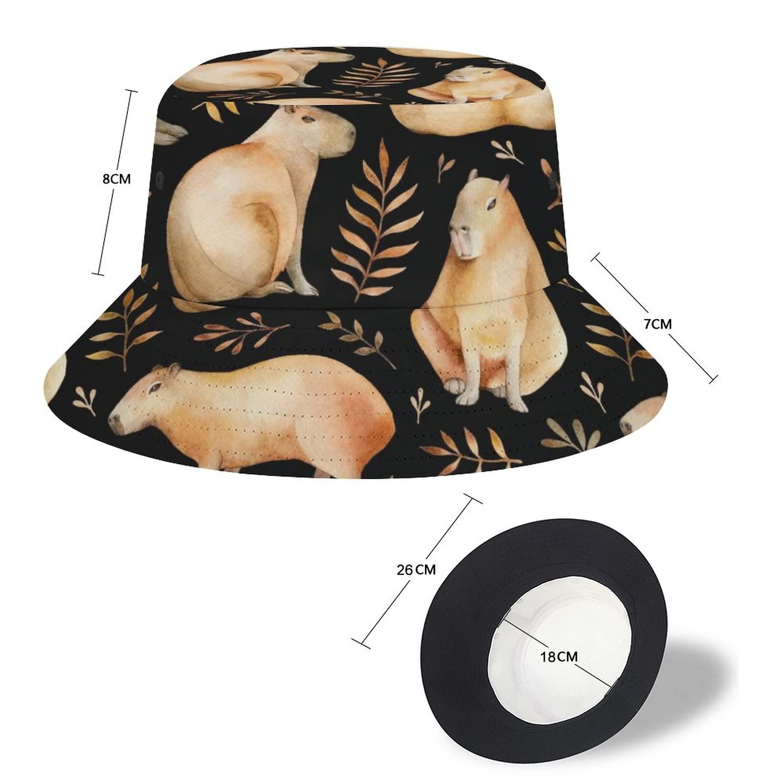 Adorable Capybara Beach Bucket Hat for Adults Fishing Fisherman's Cap Packable Travel Print Sun Hats