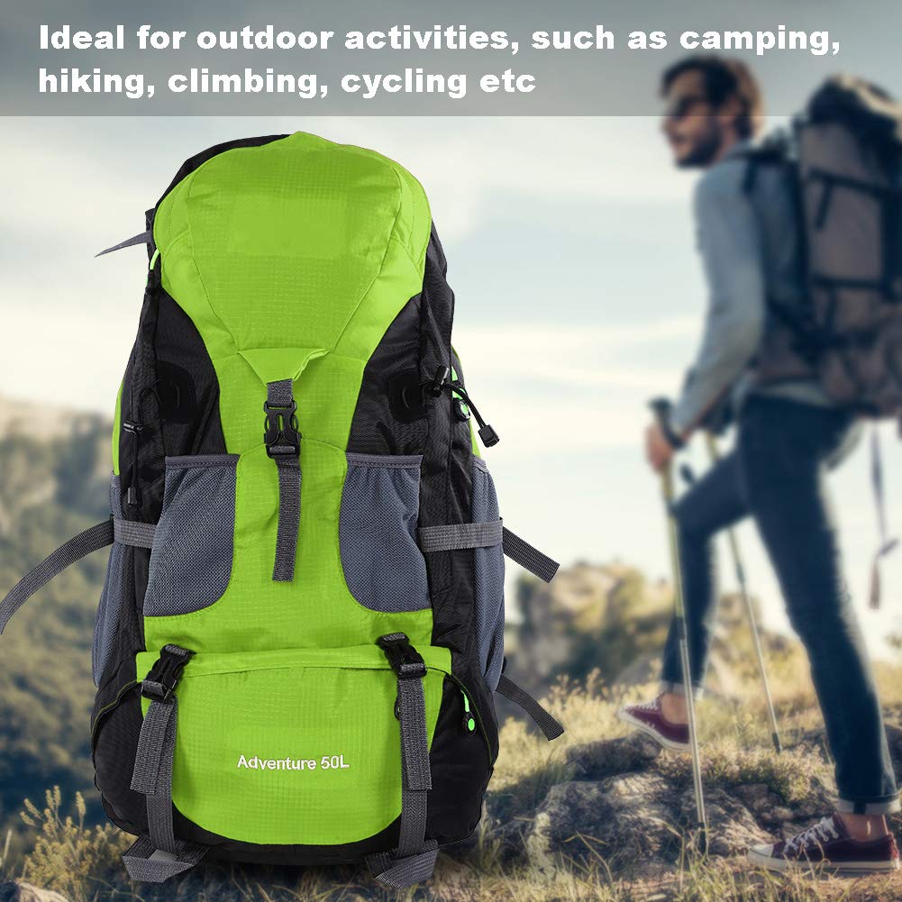 Kletter-Tagesrucksack, 50 l, regenfeste Polyester-Tasche, Rucksack mit großem Fassungsvermögen für Outdoor-Reisen, Camping, Klettern, Wandern (Verde)