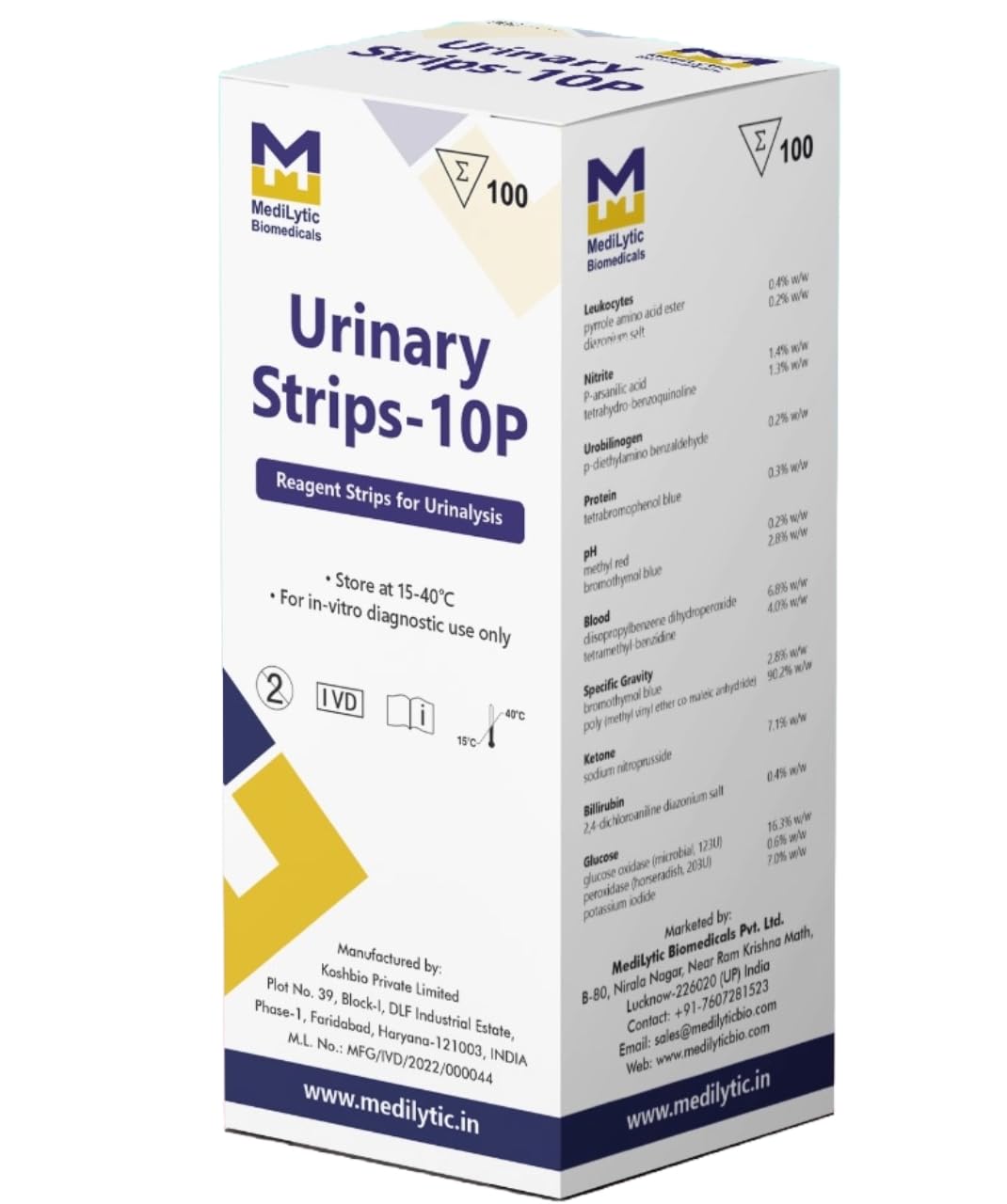 MediLytic Urine Test Strips 10P (100 Strips) – 10 Parameter Urinalysis Kit for Glucose, Protein, pH & Ketone | Fast, Accurate & Easy Health Check