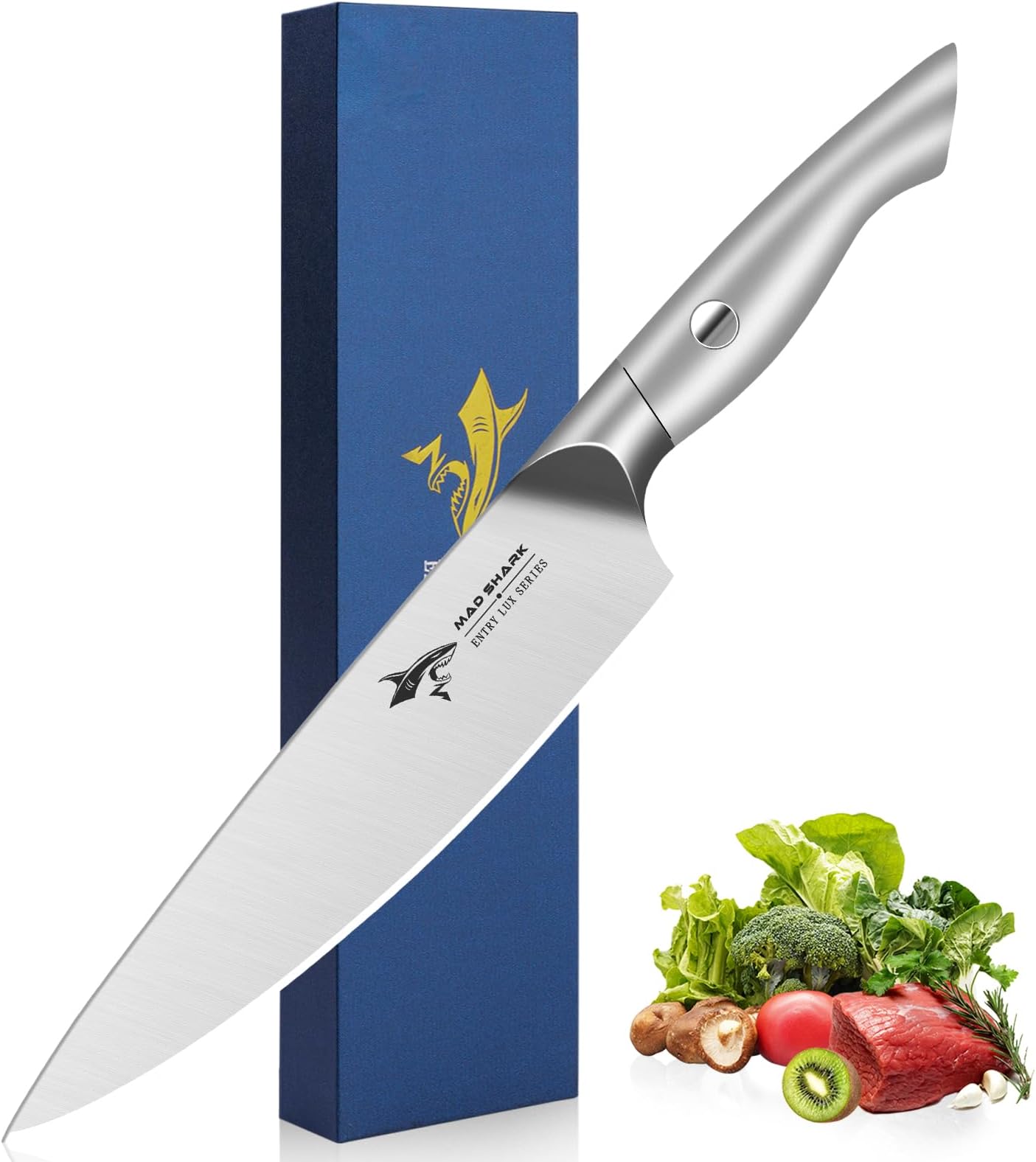 MAD SHARK 8 Inch Chef Knife, Professional Kitchen Knife with German High Carbon Steel, Ultra Sharp & Ergonomic Handle for Meat, Vegetables Cooking Knife for Mens, Mom & Dad Birthday Gifts (Gift Box)