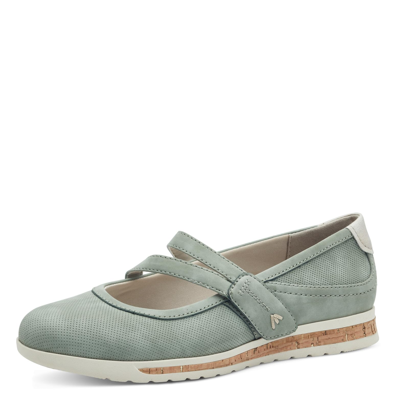 Jana Women’s Ballerinas with Velcro Vegan, Sage, 3,5 UK