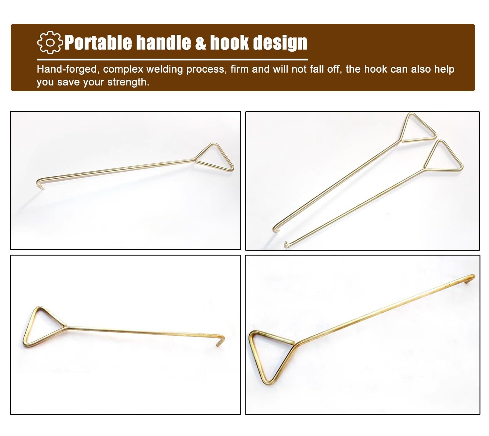 Kanaldeckelheber Messing-Schachtdeckelhaken 3/8" Ø, Hochleistungshandlochhaken-Abflussdeckel-Hebeschlüssel, Explosionsgeschützte Haken für Industrie / Militär / Zuhause ( Color : Brass , Size : 80 cm