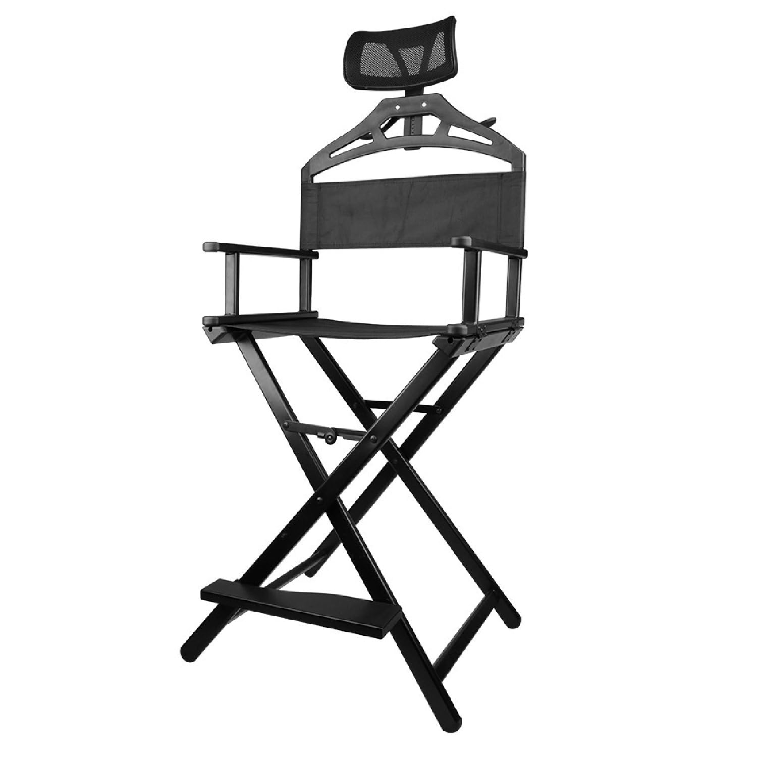 Faltbarer Hocker mit Kopfstütze, tragbarer Campingstuhl, leichtes Design, unterstützt bis zu 136 kg, ideal für Salon, Studio und Filmregie