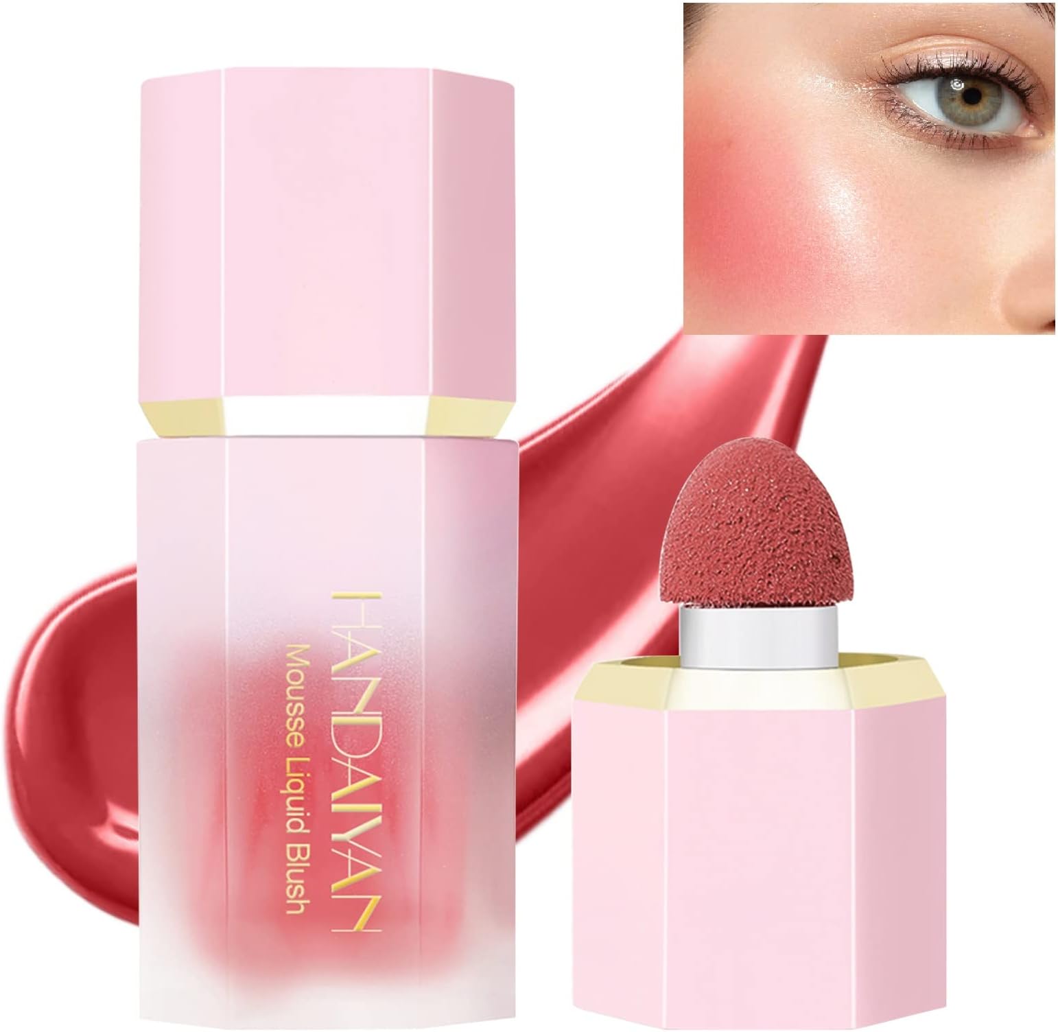 Liquid Blush Face Blusher Rouge Natural Smooth Blusher Pigment Long Lasting Creamy Soft Cheek Multi-purpose Stick Makeup With Cushion Cosmetics Liquid Facial Blush(Swipe right)