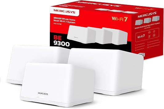 MERCUSYS Halo H47BE3-Pack BE9300 Tri-Band Mesh WiFi 7 System, WiFi Router