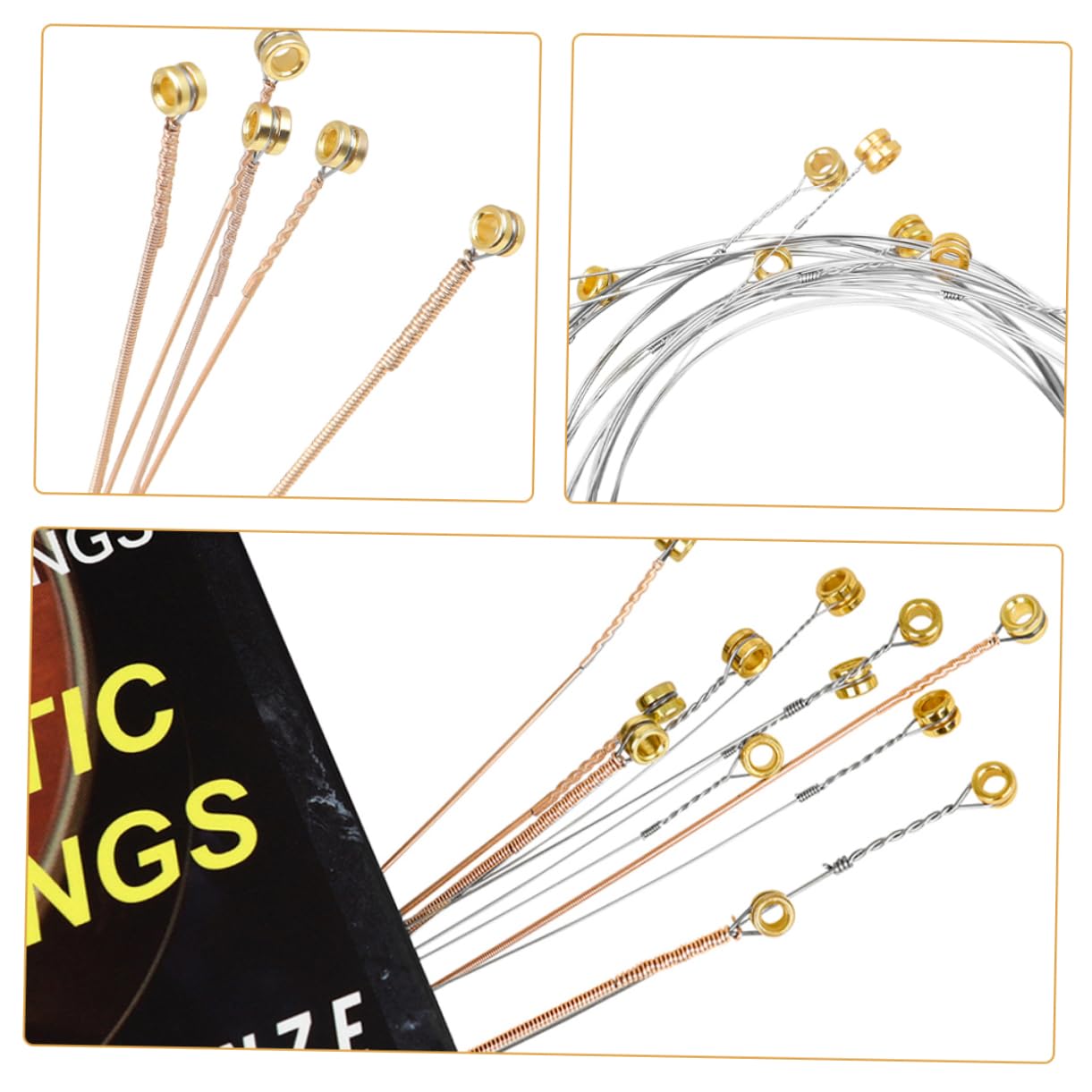BESPORTBLE 12Pcs Durable Folk Guitar Strings Phosphor Copper Coated Wooden Guitar String Kit for Sound and Rich Resonance Compatible with Acoustic