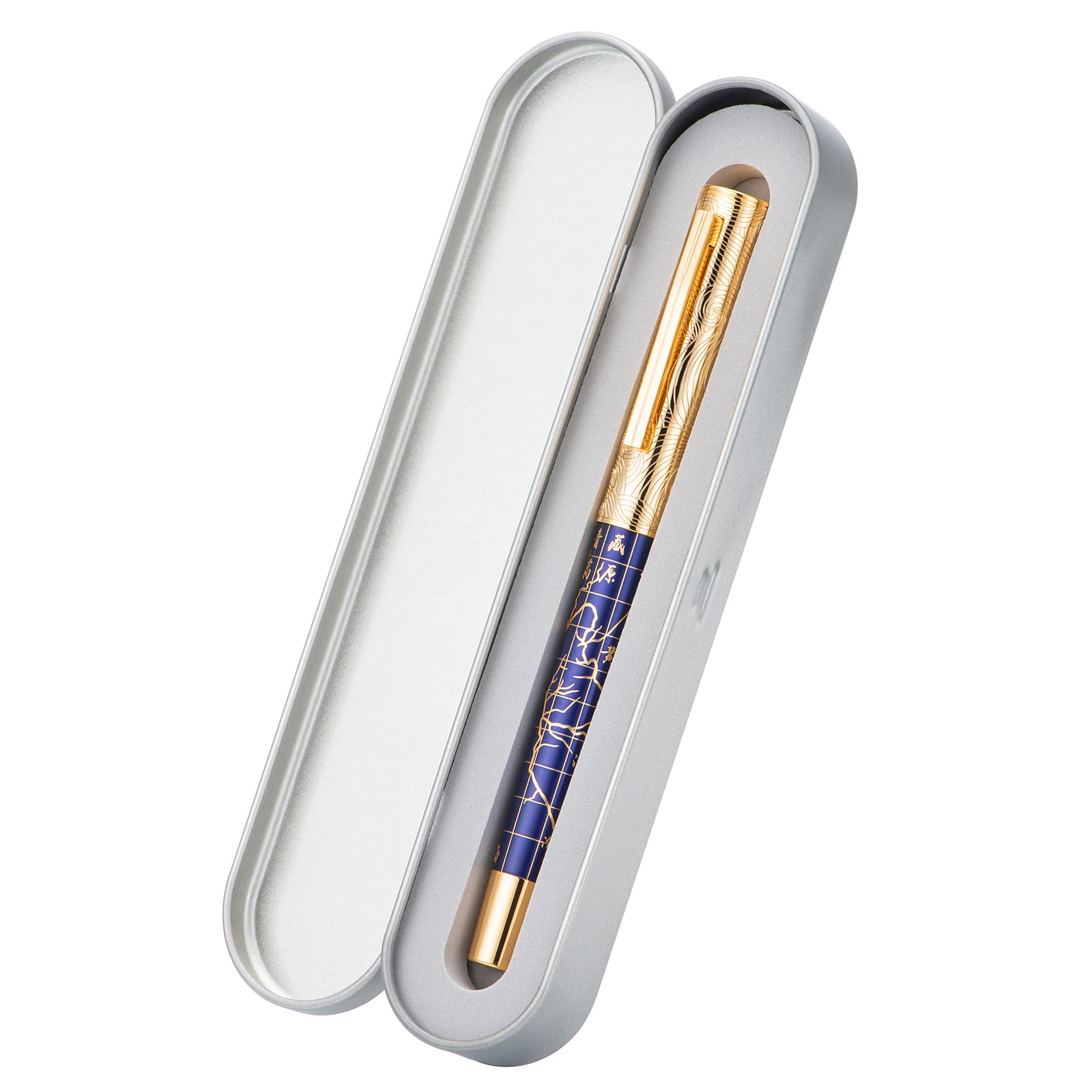 Hongdian 8041 Qinghai-Tibet Plateau Souvenir Fountain Pen, Iridum Medium Golden Nib with Metal Pen Box Set - Image 3