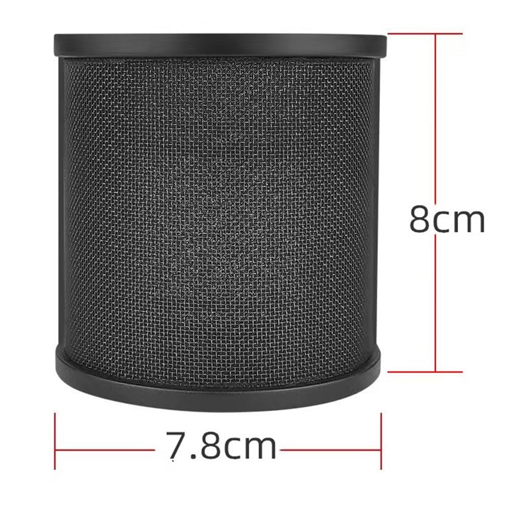 Filtro microfono per registrazione in studio, diametro da 45 mm a 61 mm, in schiuma e rete metallica con strato di etilammina, argento/nero
