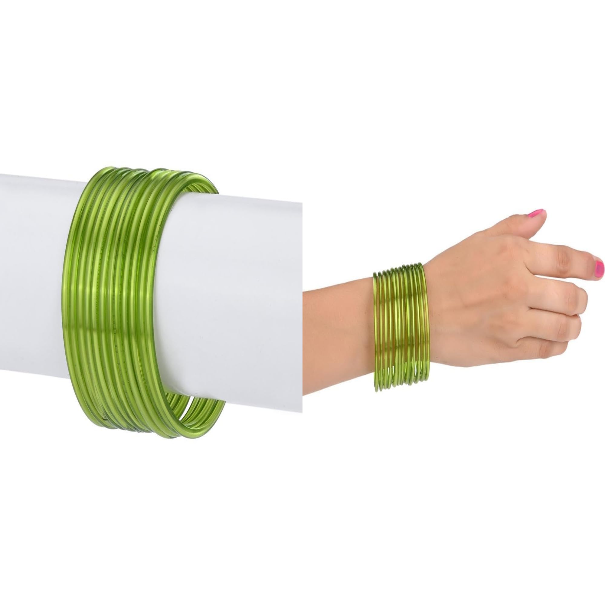 Stylish Plain Glass Bangles For Women | Durable, Lightweight & Vibrant | Perfect For Day & Night, Daily, Festive & Party | Pack Of 24, Green, Green -B316-image-15