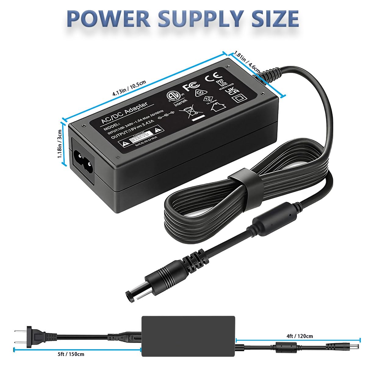 Amazon.com: 19V 3.42A 65W Power Supply 5.5x2.5mm Jack Connector
