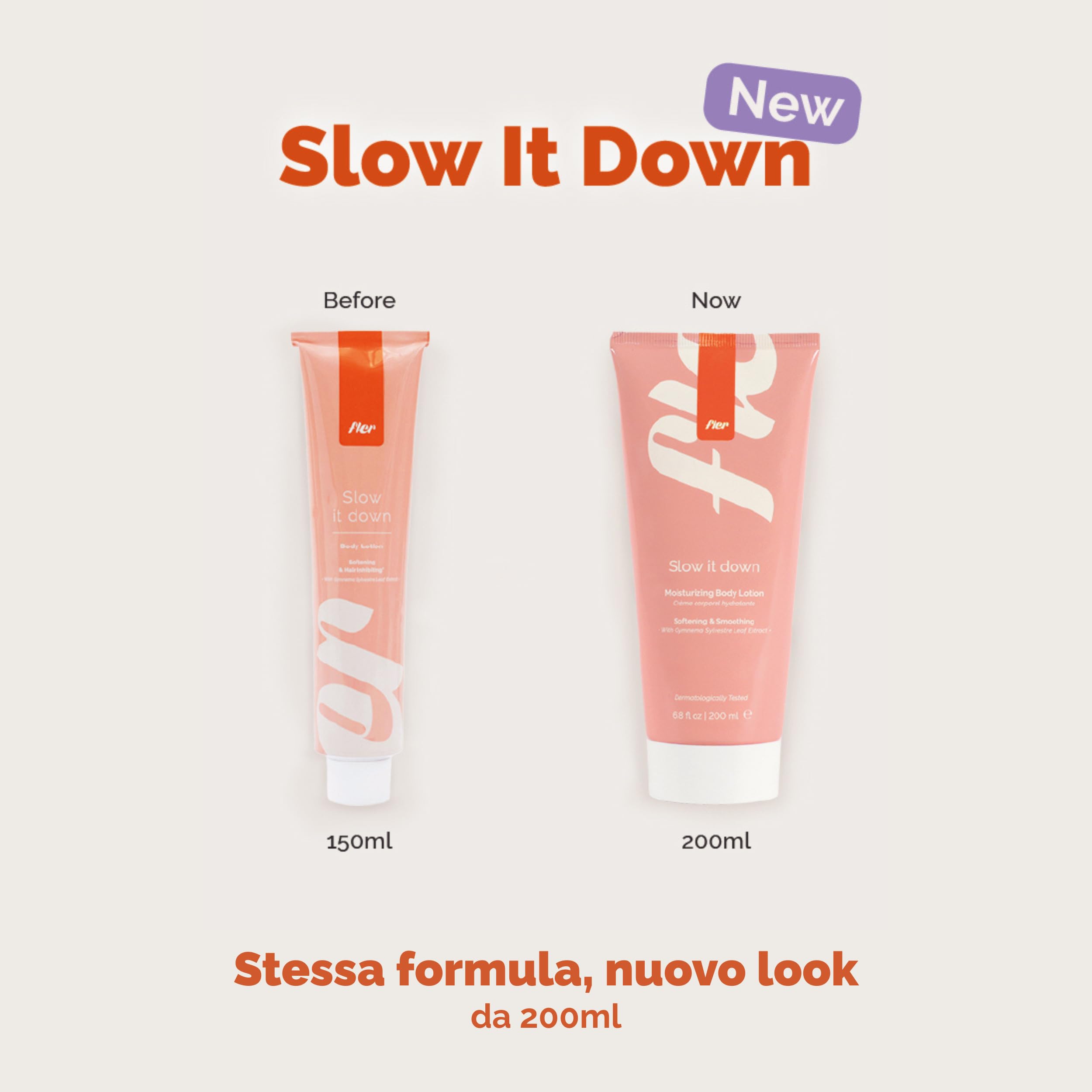 Fler Slow It Down - Crema Corpo Idratante con Attivo Ritardante, Crema Post Depilazione, Azione Calmante e Lenitiva per Pelle Irritata, Lozione ad Assorbimento Rapido, Senza Parabeni e Solfati (200ml)