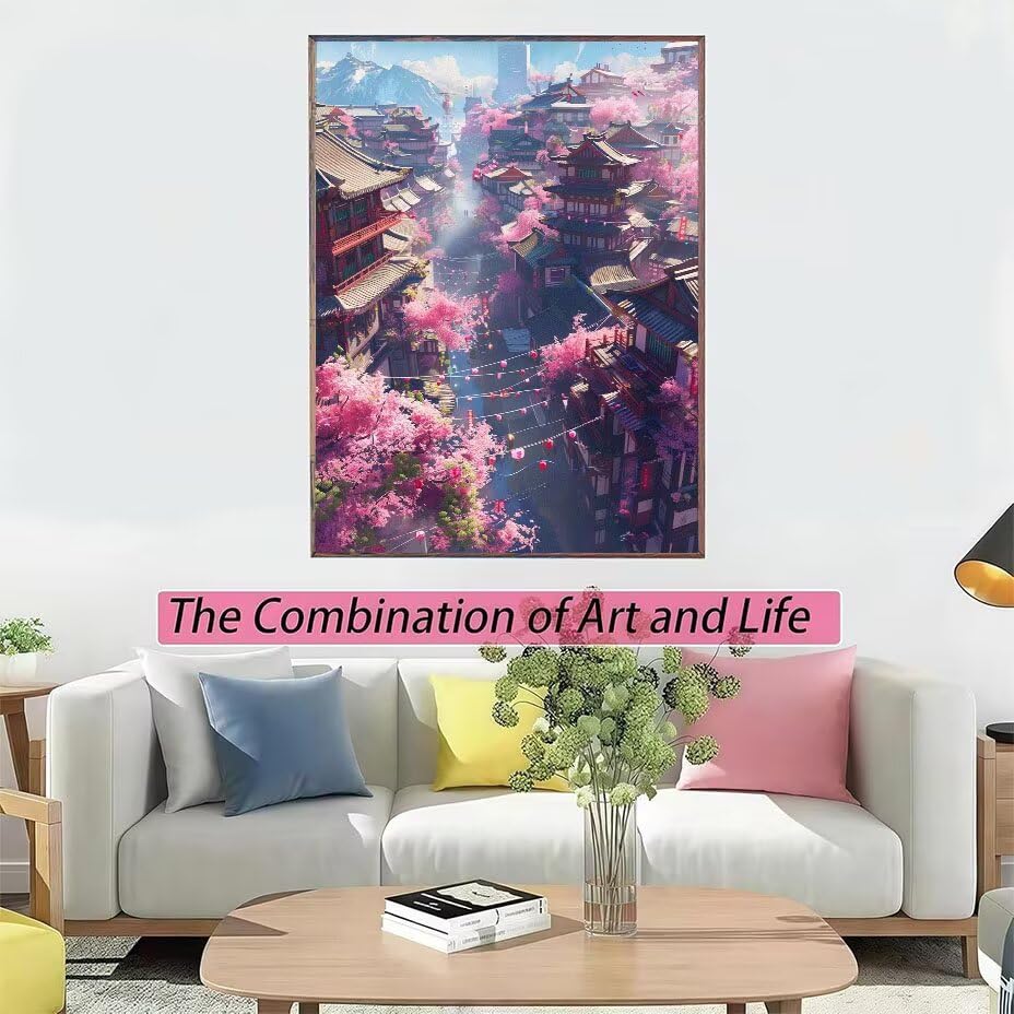 Peinture diamant maison pour salon relaxant activité créative adulte 60x80cm