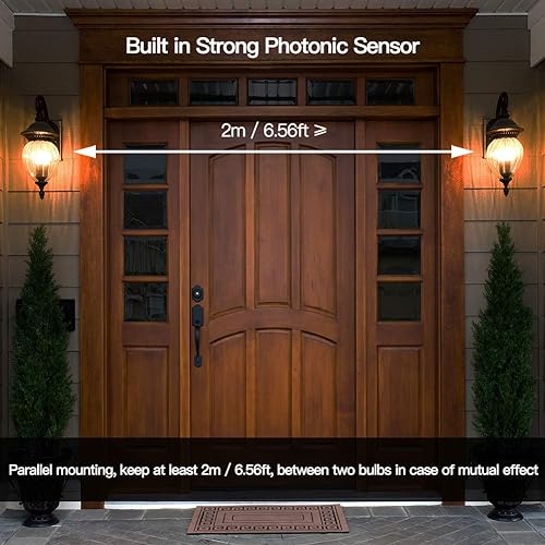 Miniatura 6 de Elrigs Bombilla con sensor de movimiento con luz del atardecer al amanecer, base E26, LED de 7 W (equivalente a 60 W), blanco frío (6000 K),