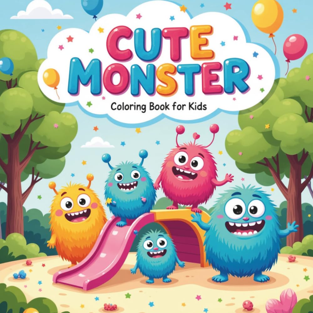 Cute Monster Colouring Book for Kids: 40 Fun and Cute AND Friendly Monsters with Big Smiles and Fun Designs