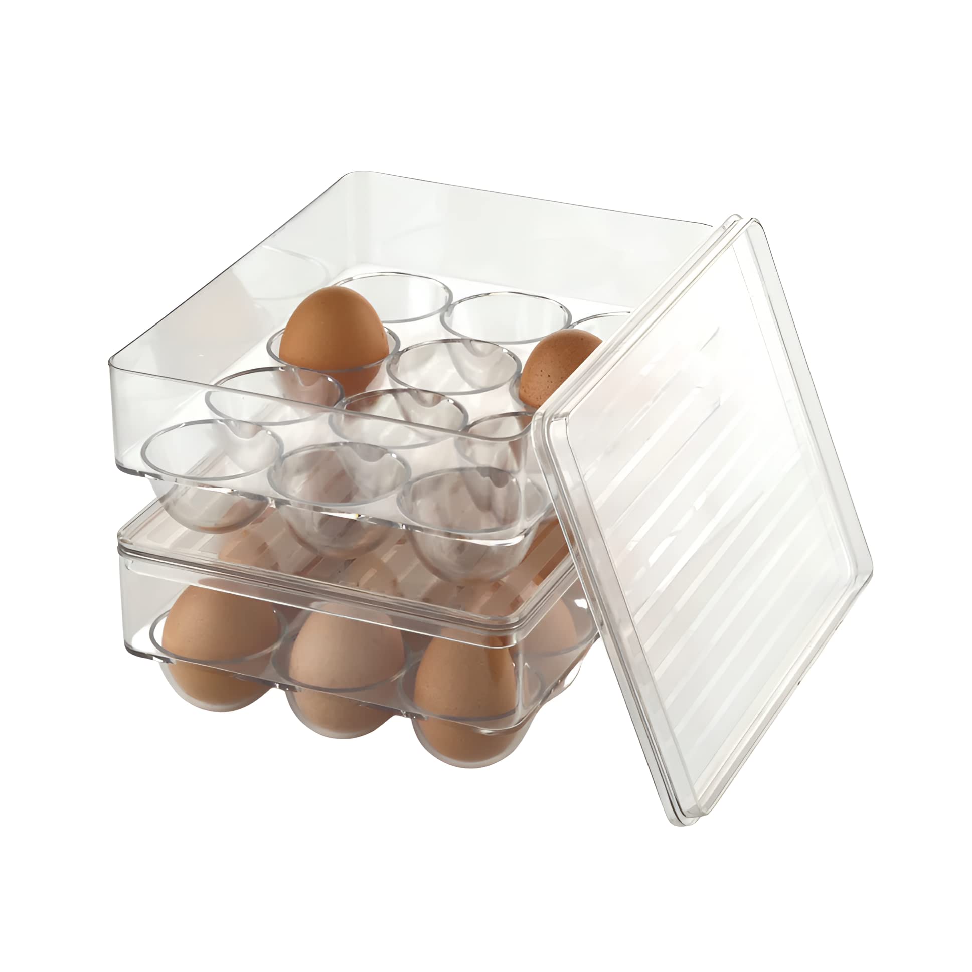 Oblivion Clear Plastic 12-Cavity Egg Storage Box, Durable Airtight Container with Lid Handles for Neat and Organized Refrigerator Storage, Unbreakable Transparent Egg Storage Container