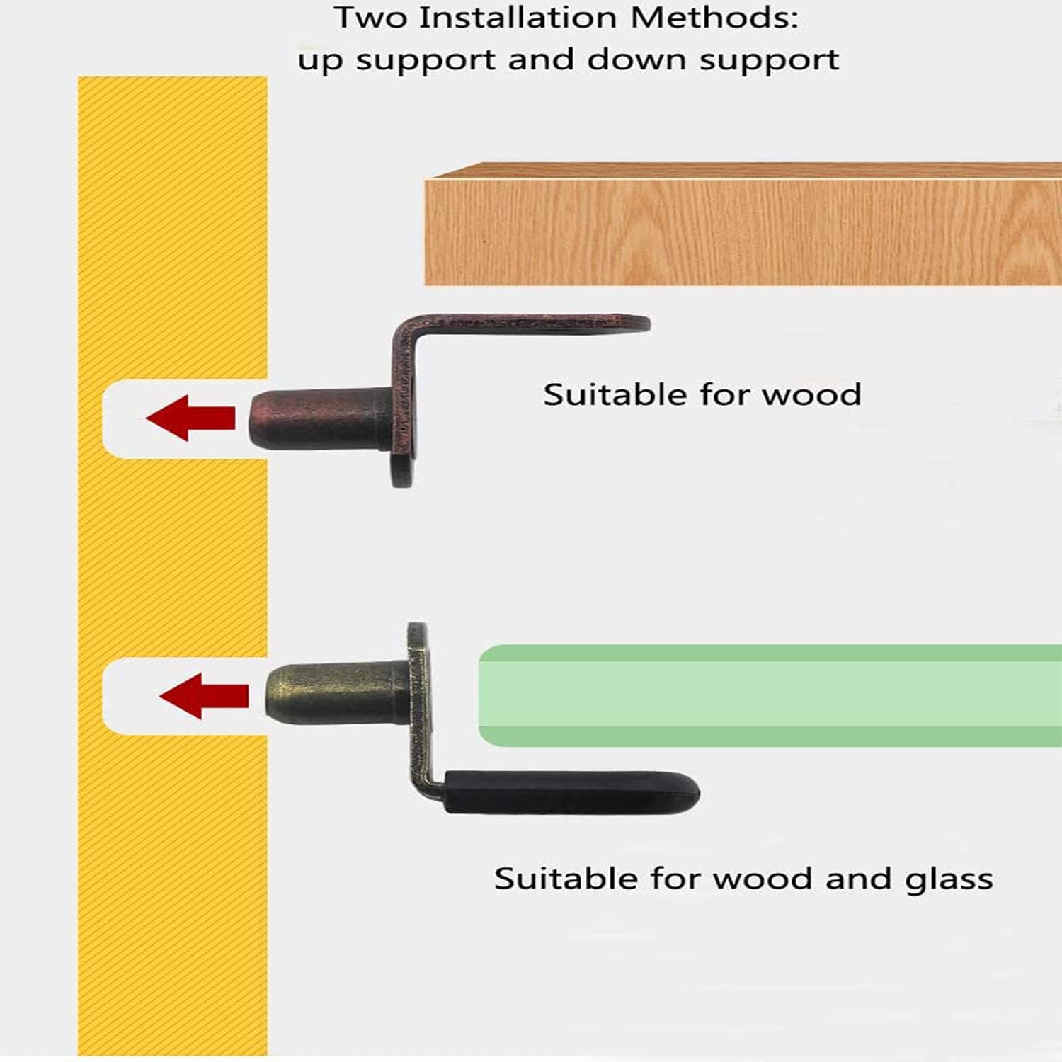 Shelf pins, Glass Supports Furniture Cabinet Closet Bookcase Shelf Bracket-Style Pegs, Black 60 Pack.