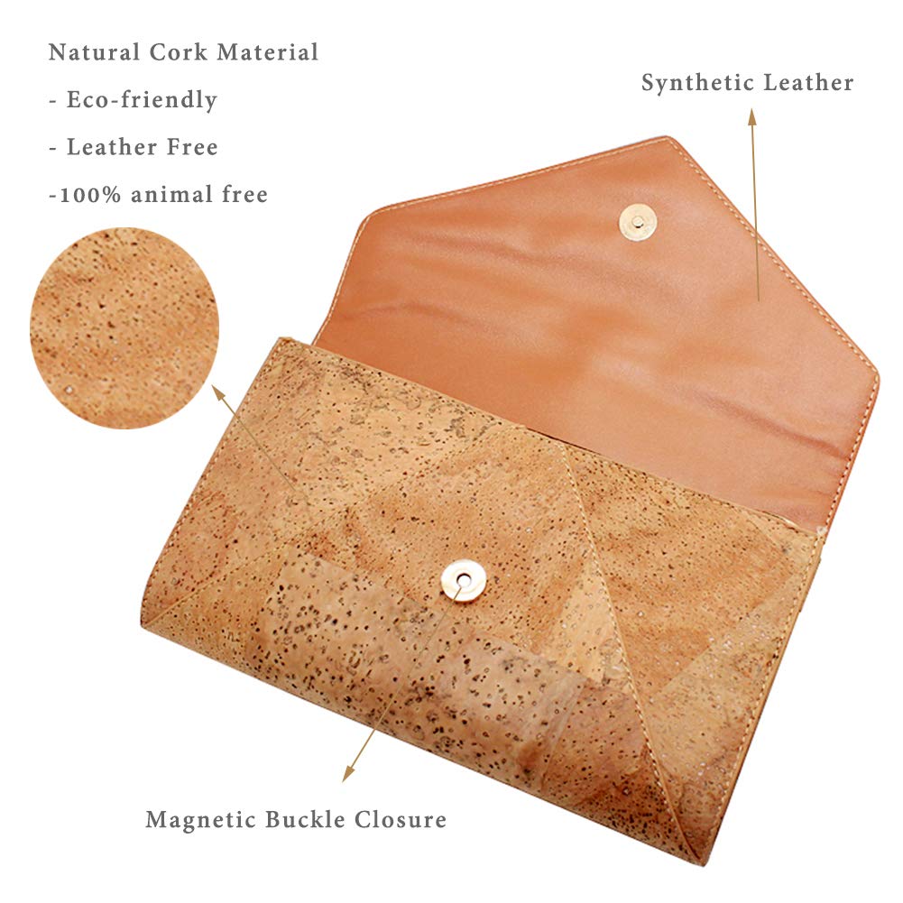 boshiho Bolso bandolera de corcho Crossbody Cuero vegano Sostenible Mujer Bolso, Color de madera-1, 26 x 16 x 3 cm