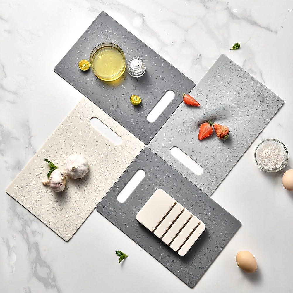 Lot de 4 planches à découper en polypropylène avec support pour garder les aliments séparés et frais, faciles à nettoyer, idéal pour la cuisine et la préparation des repas